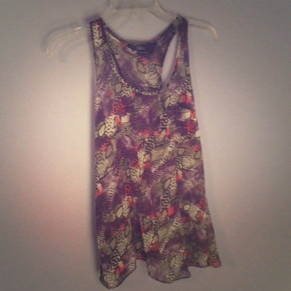 multi colored animal print sheer tank top
