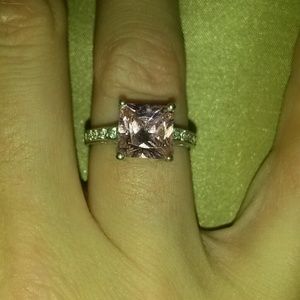 Sterling silver ring with pink stone