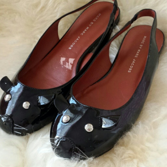 Marc Jacobs Black Mouse Sling-back Flats