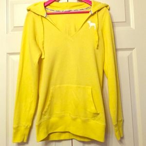 VS PiNK neon yellow hoodie with v-neck