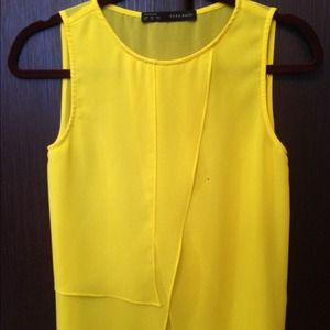 Bright yellow Zara chiffon top
