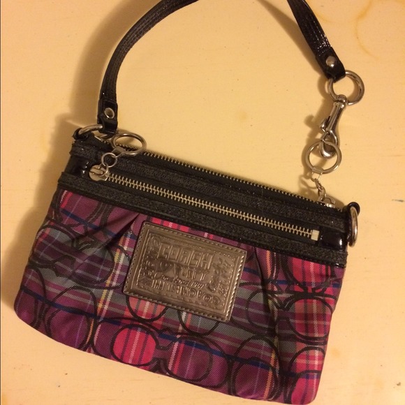 RARE Coach Tartan Plaid Wristlet