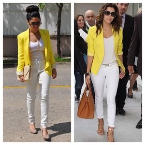 Yellow Blazer with ruched sleeves
