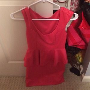 hot pink v-neck peplum dress