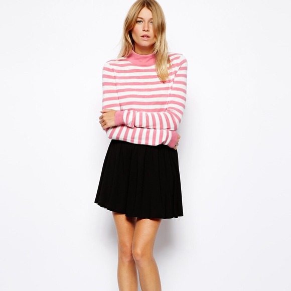 ASOS Sweaters - ASOS Striped Crop Turtleneck Sweater Pink 4