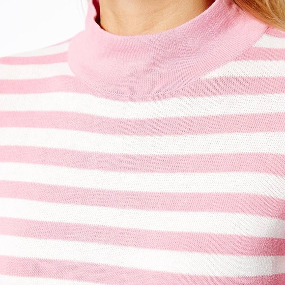 ASOS Striped Crop Turtleneck Sweater Pink 4 - Picture 2 of 3