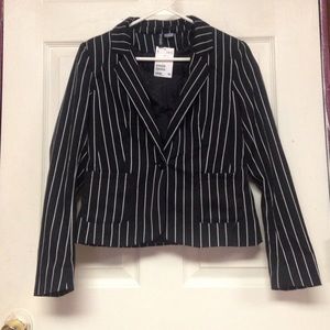 Black and white pinstripe blazer