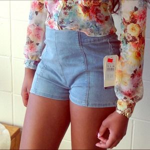 Cute Light Jean High Waist Shorts