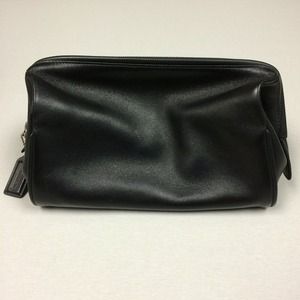 Coach Toiletry Travel Bag in Black Leather