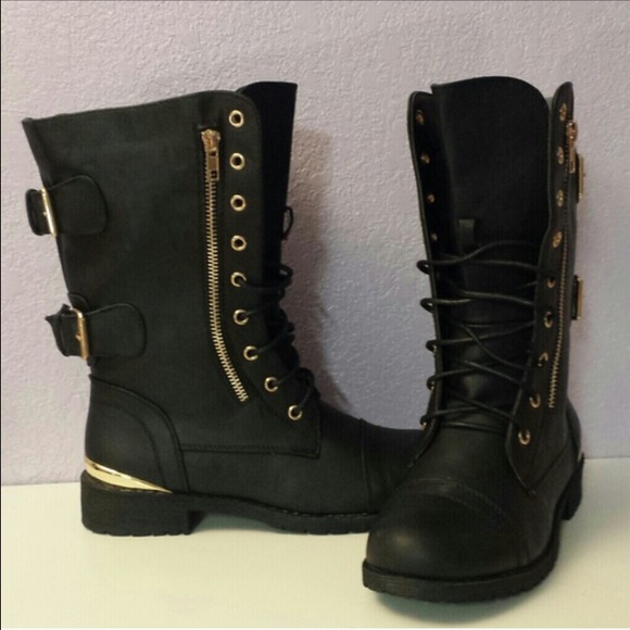 boots with gold trim