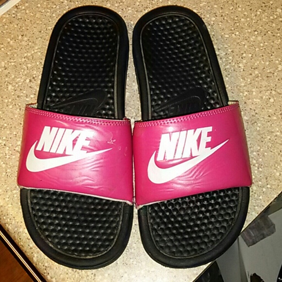 Pink Nike slippers