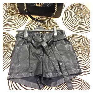 Belted leather shorts