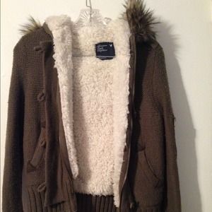 American Eagle Sherpa zip-up sweater