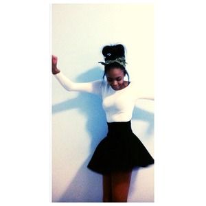 Black high waisted skater skirt