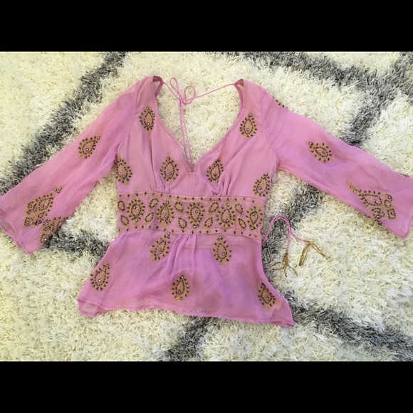 Plenty by Tracy Reese chiffon top with beading