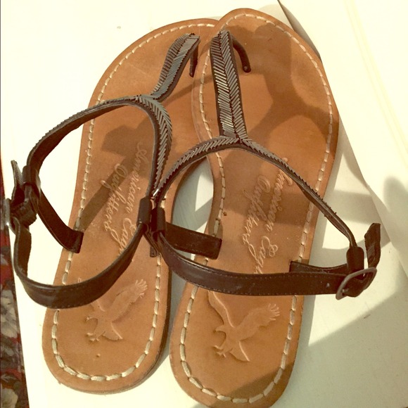 American eagle black beaded sandals size 8.5
