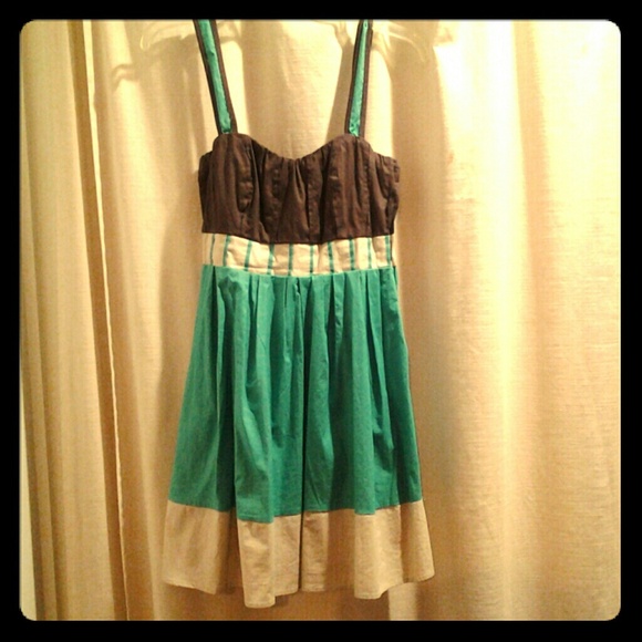 Brown turquoise beige summer dress