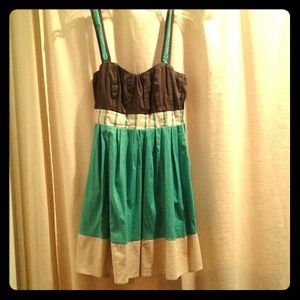 Brown turquoise beige summer dress
