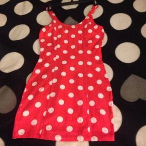 Bright pink polka dot dress