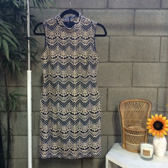 Gorgeous Navy High Neck Dress