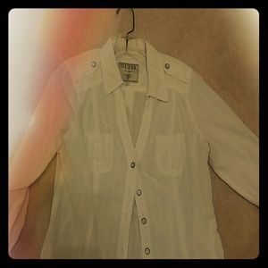 Guess white button down