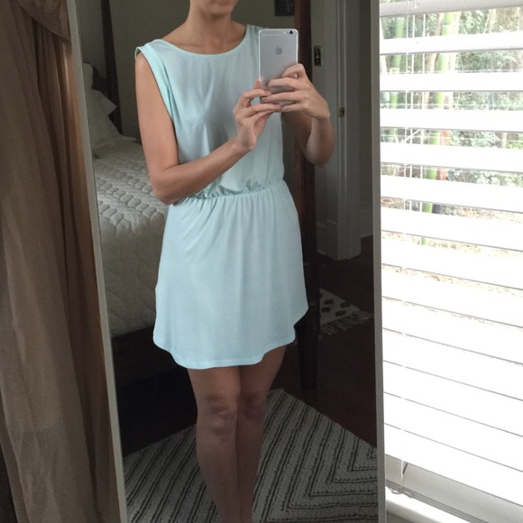 H&M light teal dress with low back