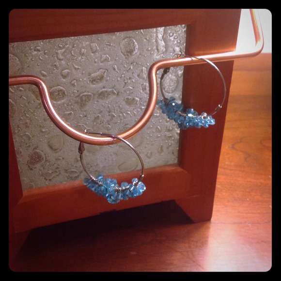 Gorgeous blue beaded hoop earrings