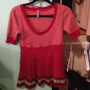 Free people red tunic sweater