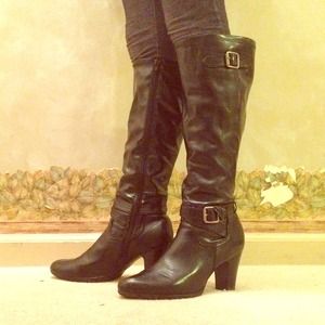 Black leather boots