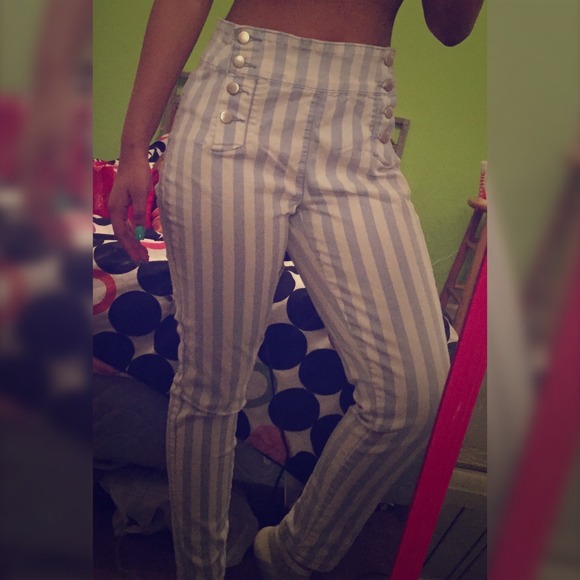 Striped High Waist Pants