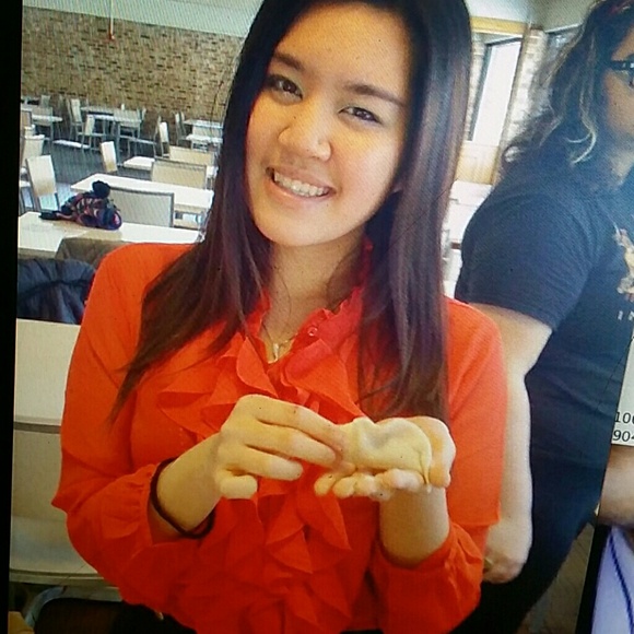 --SOLD---   Hot red Esprit ruffle top!