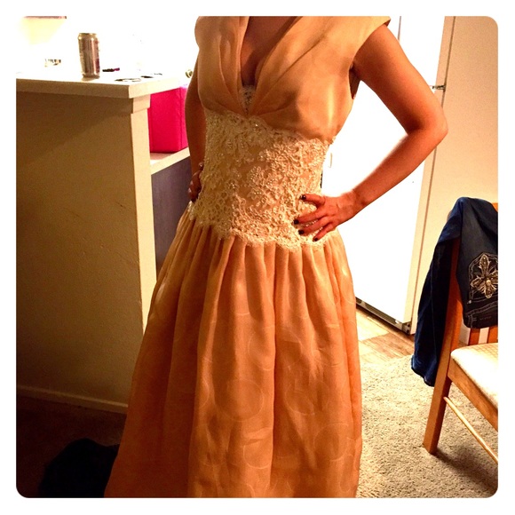 Saks Fifth Avenue Vintage Peach Dress - Picture 1 of 4