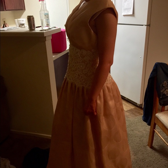 Saks Fifth Avenue Vintage Peach Dress - Picture 3 of 4