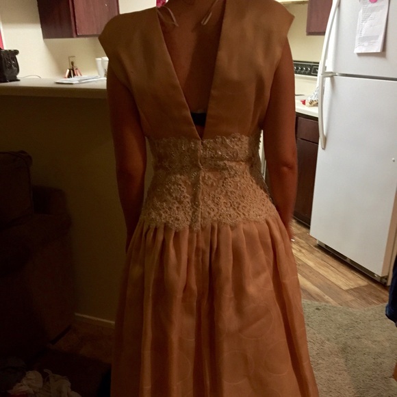 Saks Fifth Avenue Vintage Peach Dress - Picture 4 of 4