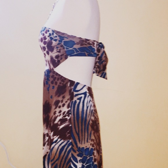 Strapless Long Animal print dress with open back - Picture 7 of 8