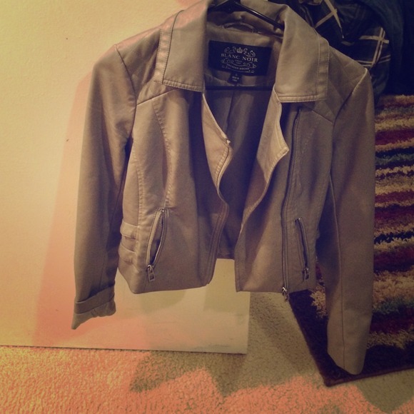 Blanc noir faux leather jacket.