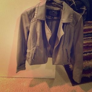 Blanc noir faux leather jacket.