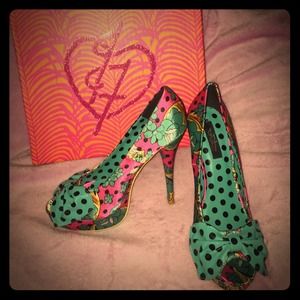 Fiesta Skull Peep Toe Platform Heels