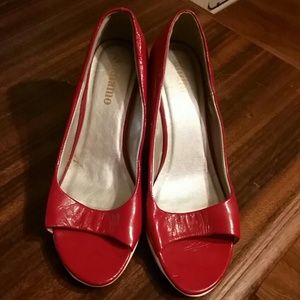 Red and white andiamo heels