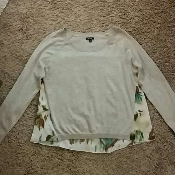 Brown floral cotton chiffon sweater