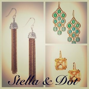 Stella and Dot cushion drop earrings - citron
