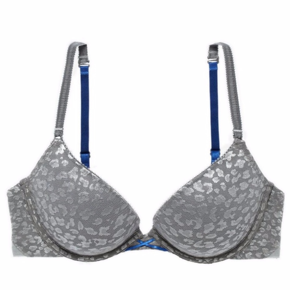 💝 Aerie Emma Gray Silver Leopard Print Pushup Bra