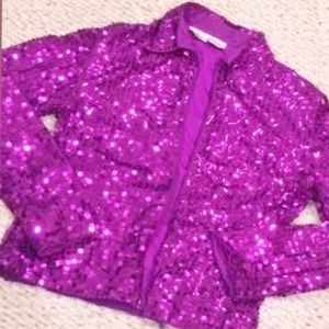 Purple (magenta) sequined zip up jacket