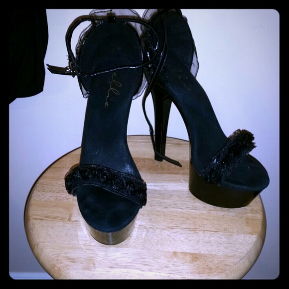 Ellie 
 Shoes - Black platform high heels