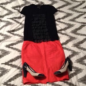 Navy Retro Style Knit Top Polka Dot Ruffle