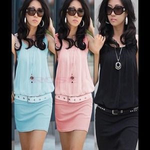 Black Tunic Cotton. Short Dress