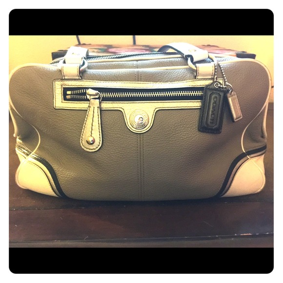 Gray leather Coach purse