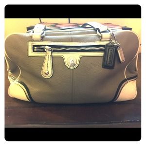 Gray leather Coach purse