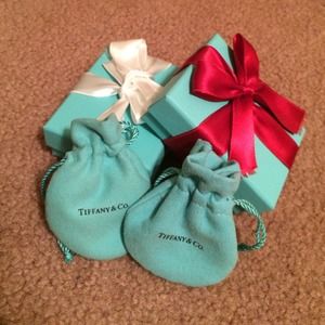 Two Authentic Tiffany & Co. Boxes and Jewelry Bags
