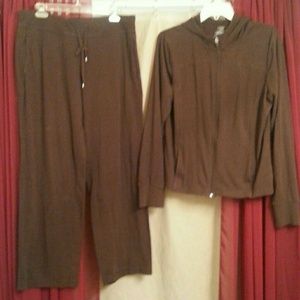 Dark Brown Sweatpants Suit with Hoodie